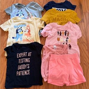 Lot of 8 girls Carter's Kids Shirts Tops Assorted Mix Size 4T 4 Bluey Horse
